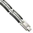 Stainless Steel Polished Black IP-plated Link Bracelet for Men