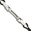 Stainless Steel Polished with Wire Inlay and PU Cord Bracelet for Men