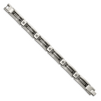 Stainless Steel Polished Black IP-plated with Black Cubic Zirconia Bracelet for Men
