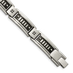 Stainless Steel Polished Black IP-plated with Black Cubic Zirconia Bracelet for Men
