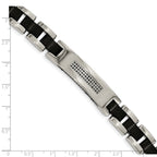 Stainless Steel Brushed and Polished Black IP-plated with Cubic Zirconia Bracelet for Men