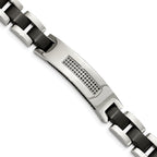Stainless Steel Brushed and Polished Black IP-plated with Cubic Zirconia Bracelet for Men