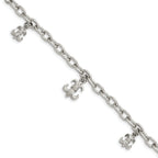 Stainless Steel Polished Fleur de Lis with ext. Bracelet for Women