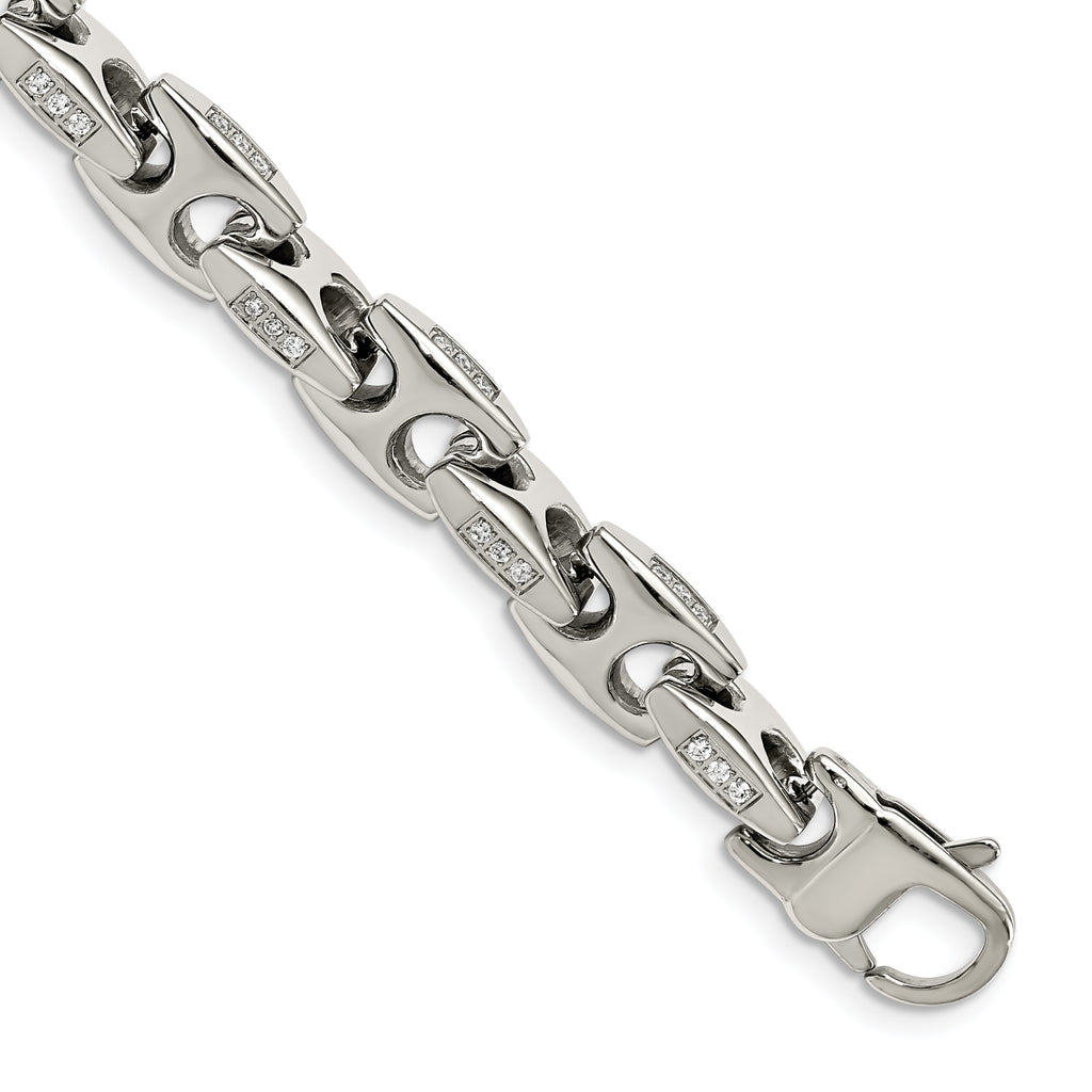 Stainless Steel Polished with Cubic Zirconia Bracelet for Men