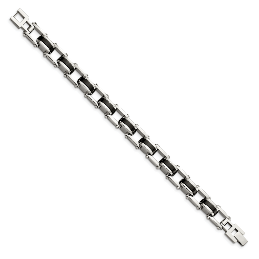 Stainless Steel Polished Black IP-plated Bracelet for Men