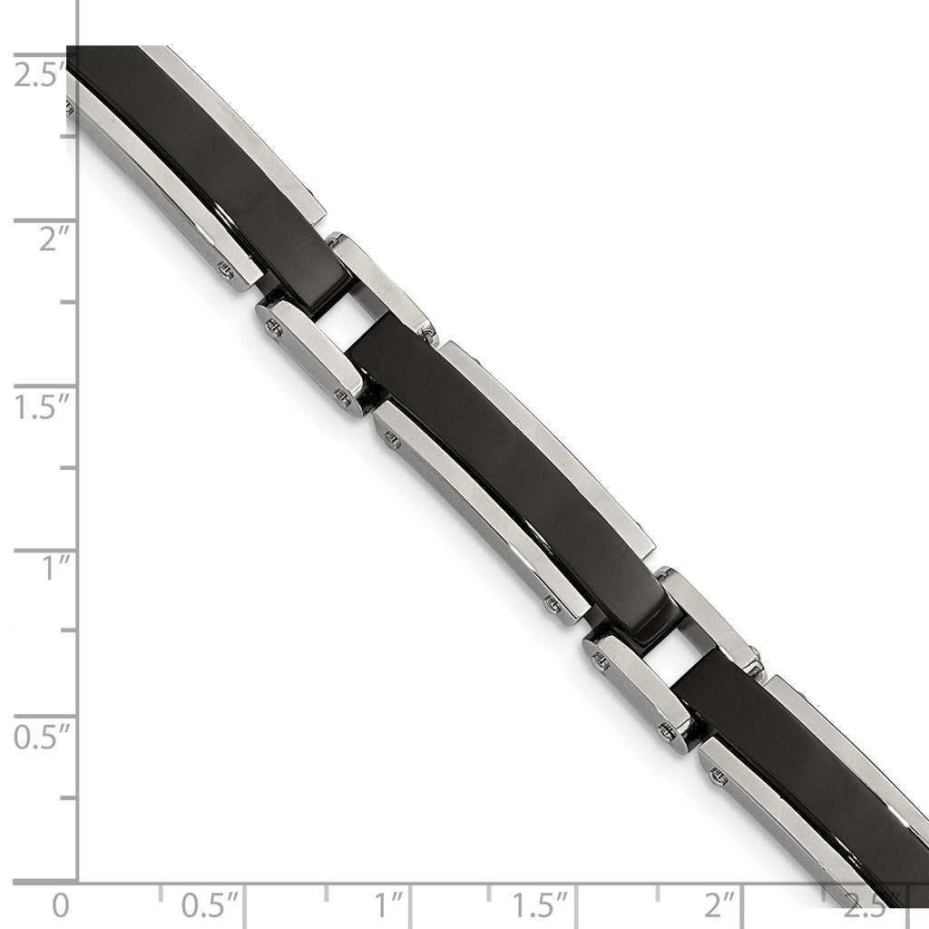 Stainless Steel Polished Black IP-plated Link Bracelet for Men