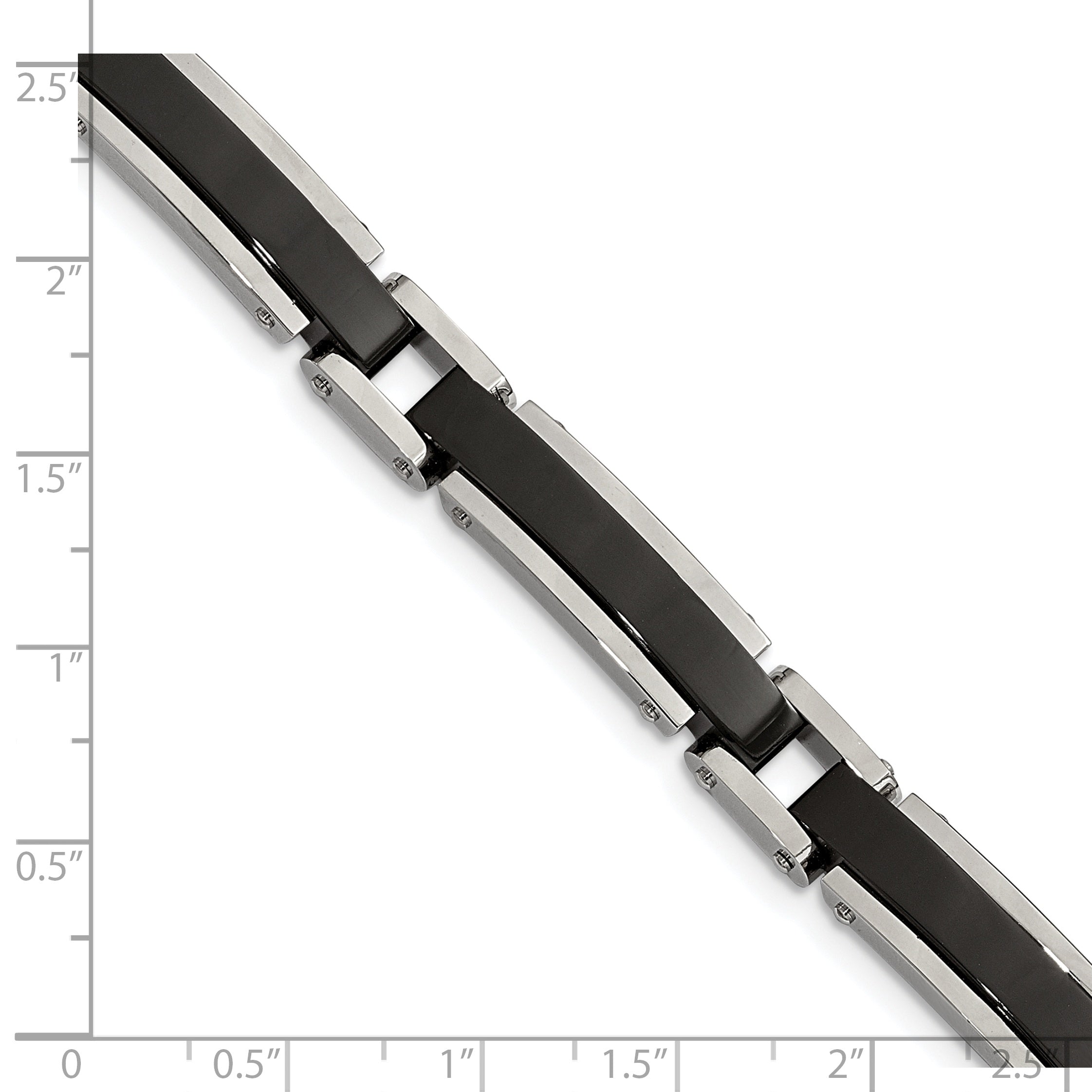 Stainless Steel Polished Black IP-plated Link Bracelet for Men
