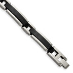 Stainless Steel Polished Black IP-plated Link Bracelet for Men