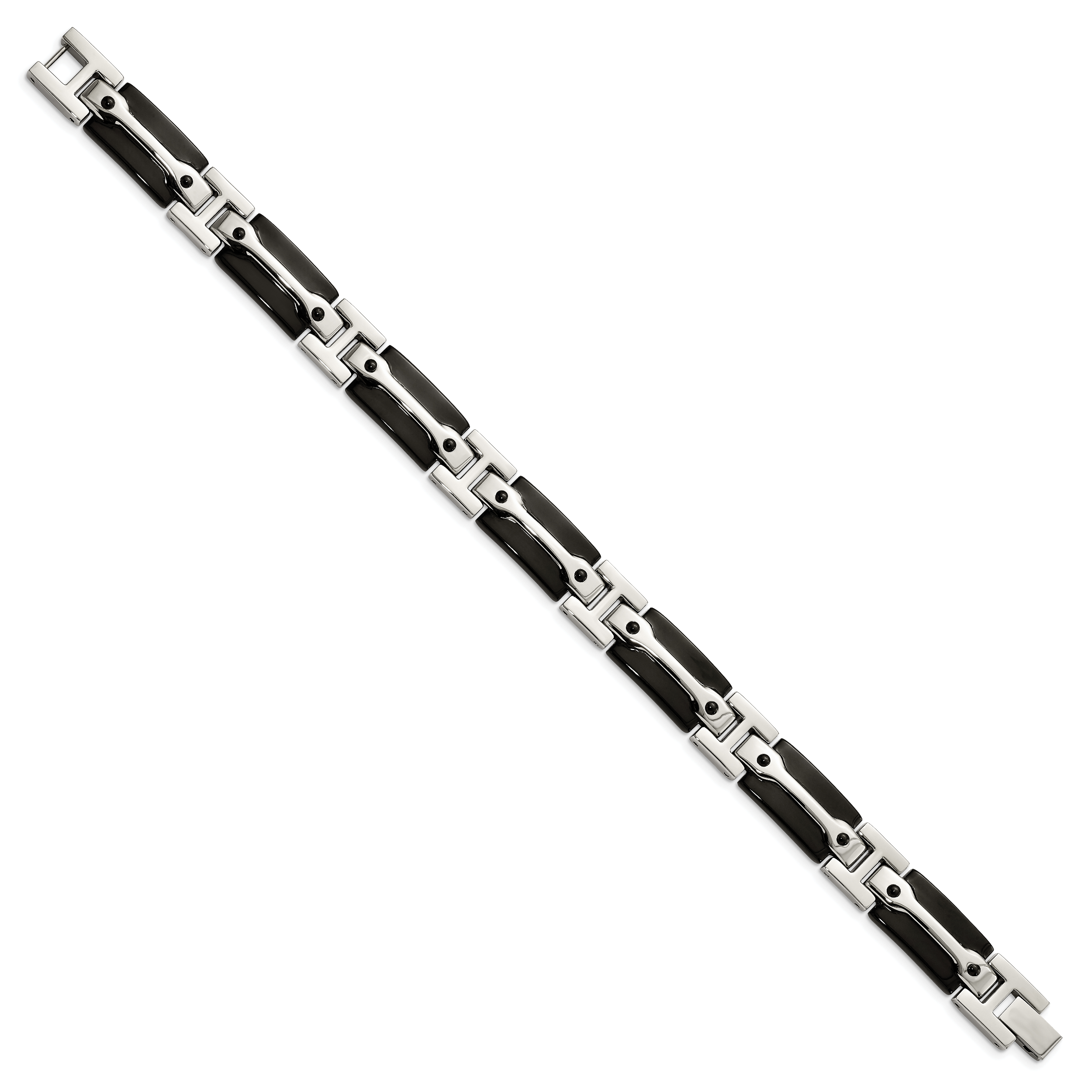 Stainless Steel Polished Black IP-plated Link Bracelet for Men