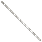 Polished Stainless Steel Figaro Chain Bracelet 6mm