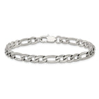 Polished Stainless Steel Figaro Chain Bracelet 6mm