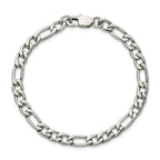 Polished Stainless Steel Figaro Chain Bracelet 6mm