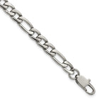 Polished Stainless Steel Figaro Chain Bracelet 6mm