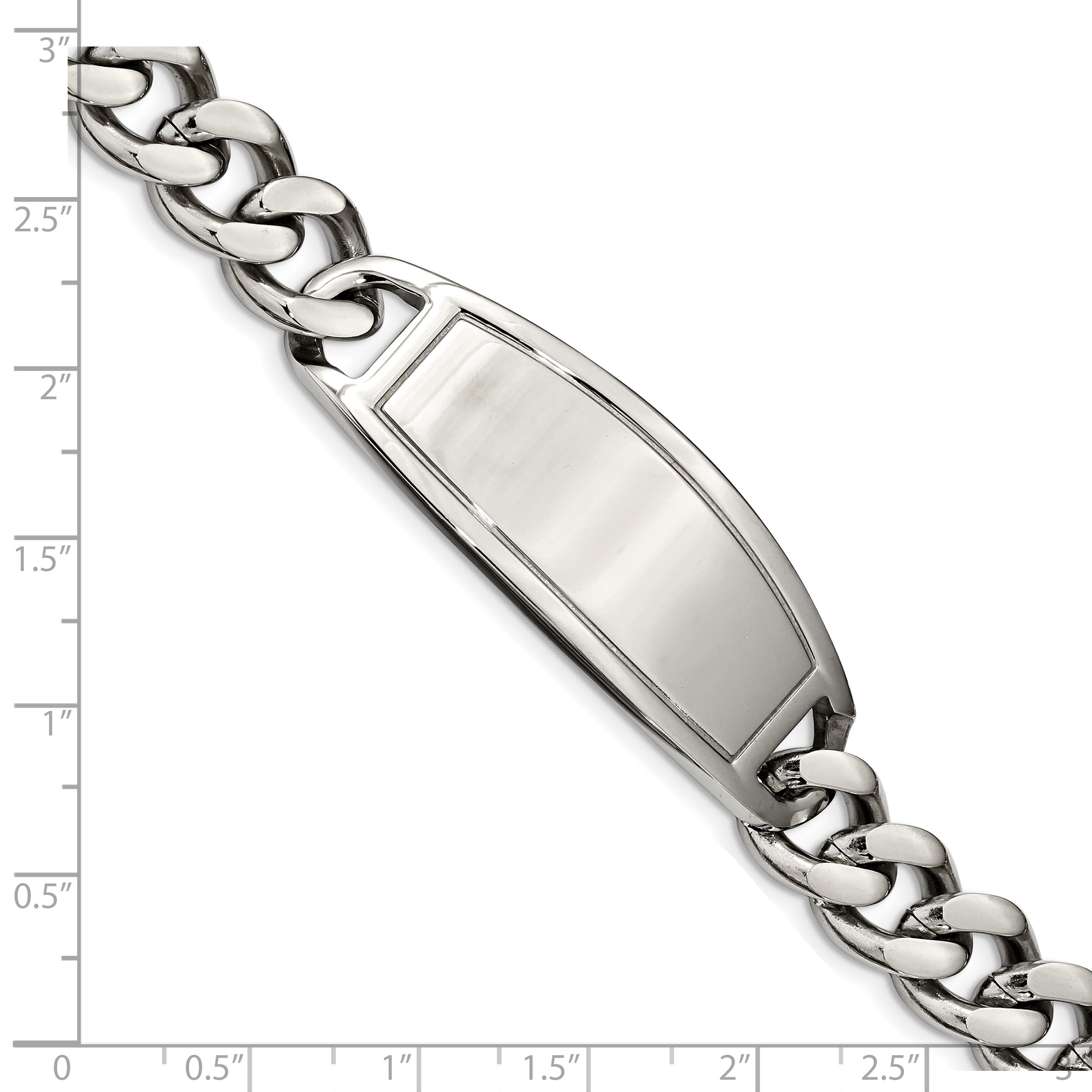 Stainless Steel Polished Curb Chain ID Bracelet for Men