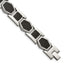 Stainless Steel Polished with Black Carbon Fiber Inlay Link Bracelet for Men