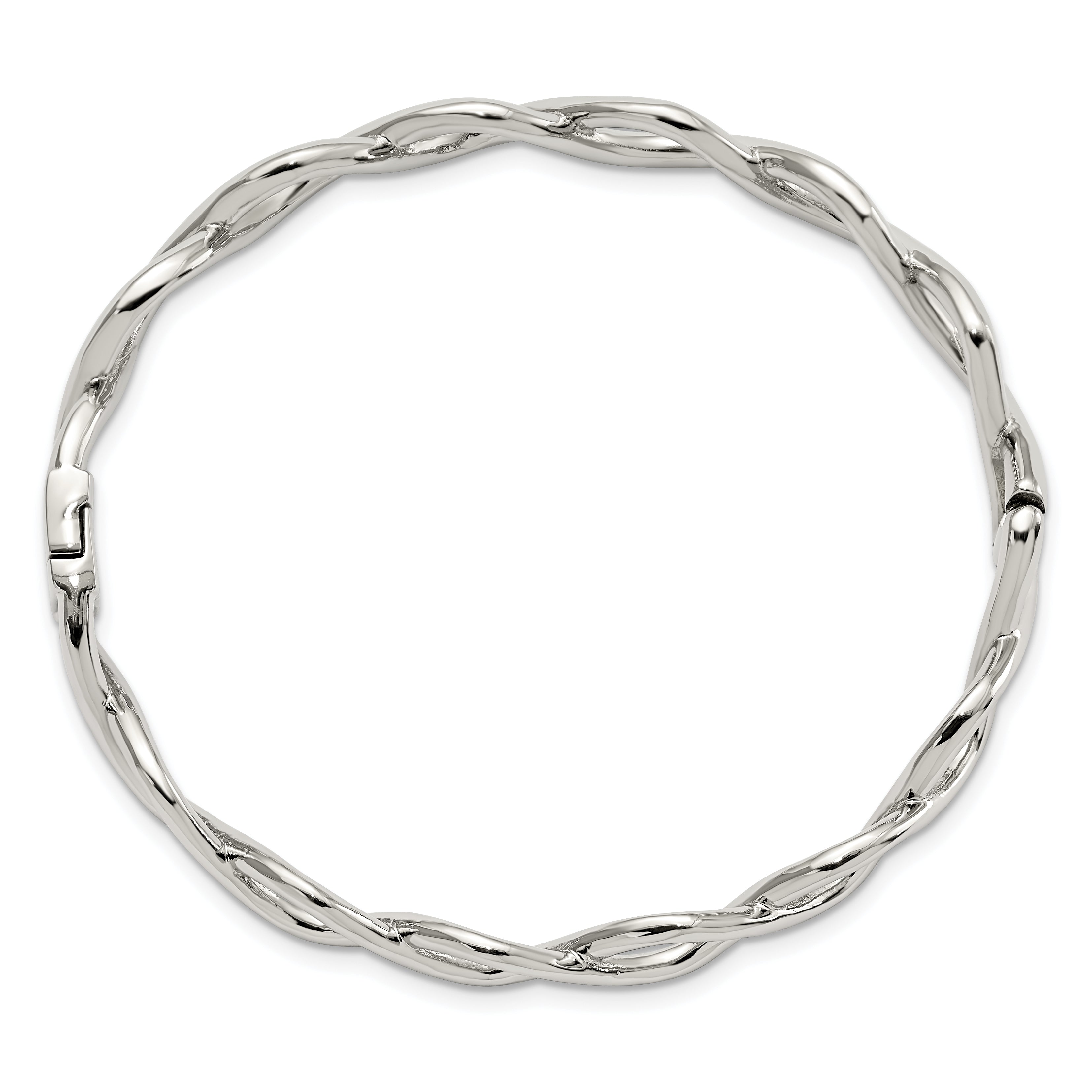 Stainless Steel Polished Criss Cross Hinged Bangle Bracelet for Women Secondary image