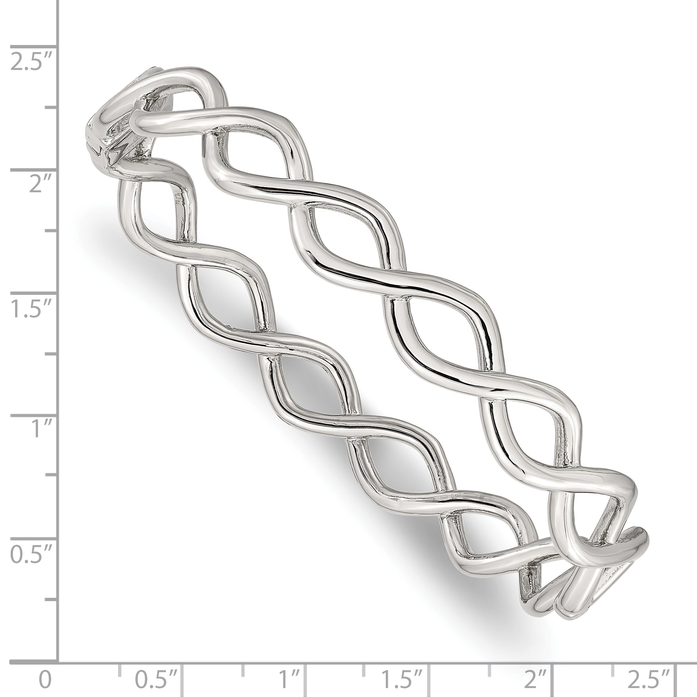Stainless Steel Polished Criss Cross Hinged Bangle Bracelet for Women