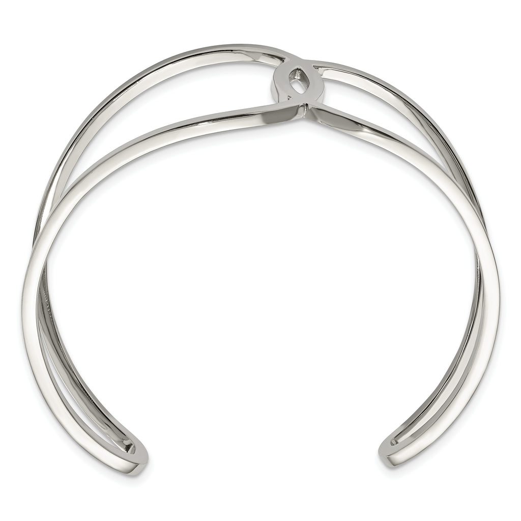 Stainless Steel Polished Cuff Bangle Bracelet for Women
