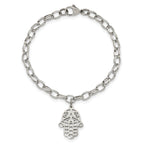 Stainless Steel Polished Chamseh/Hamsa Bracelet for Women