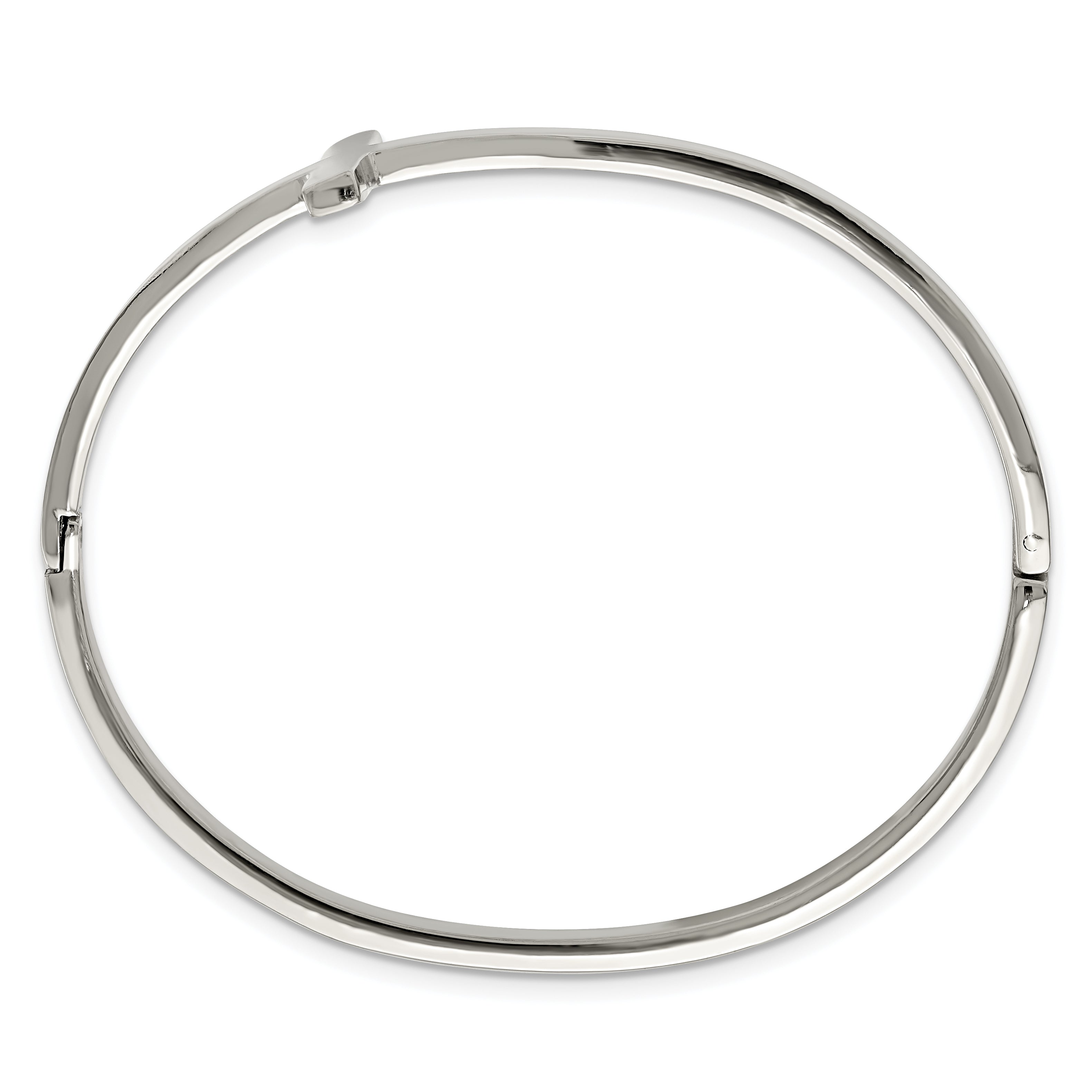 Stainless Steel Polished Sideways Cross Hinged Bangle Bracelet for Women Secondary image