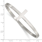 Stainless Steel Polished Sideways Cross Hinged Bangle Bracelet for Women