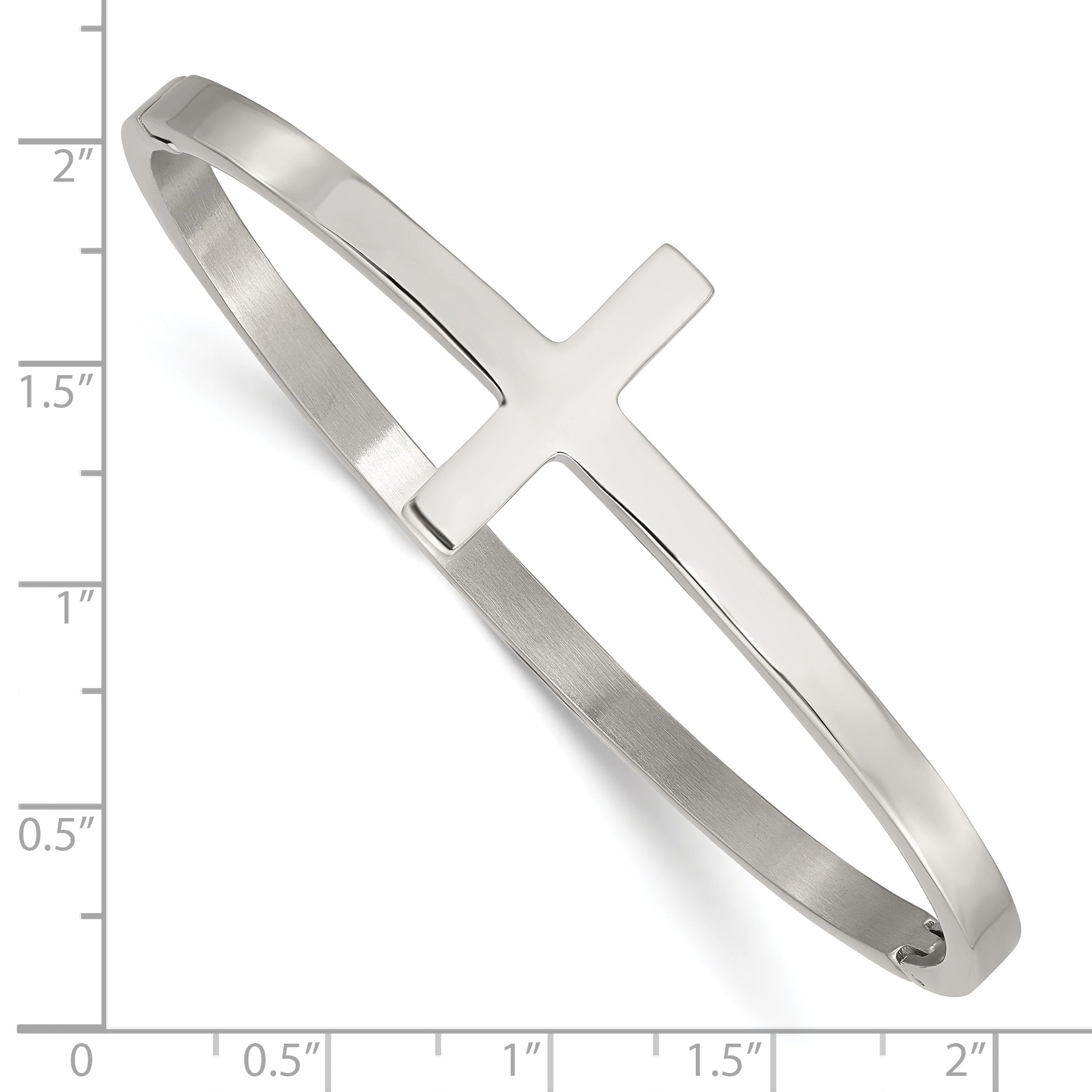 Stainless Steel Polished Sideways Cross Hinged Bangle Bracelet for Women