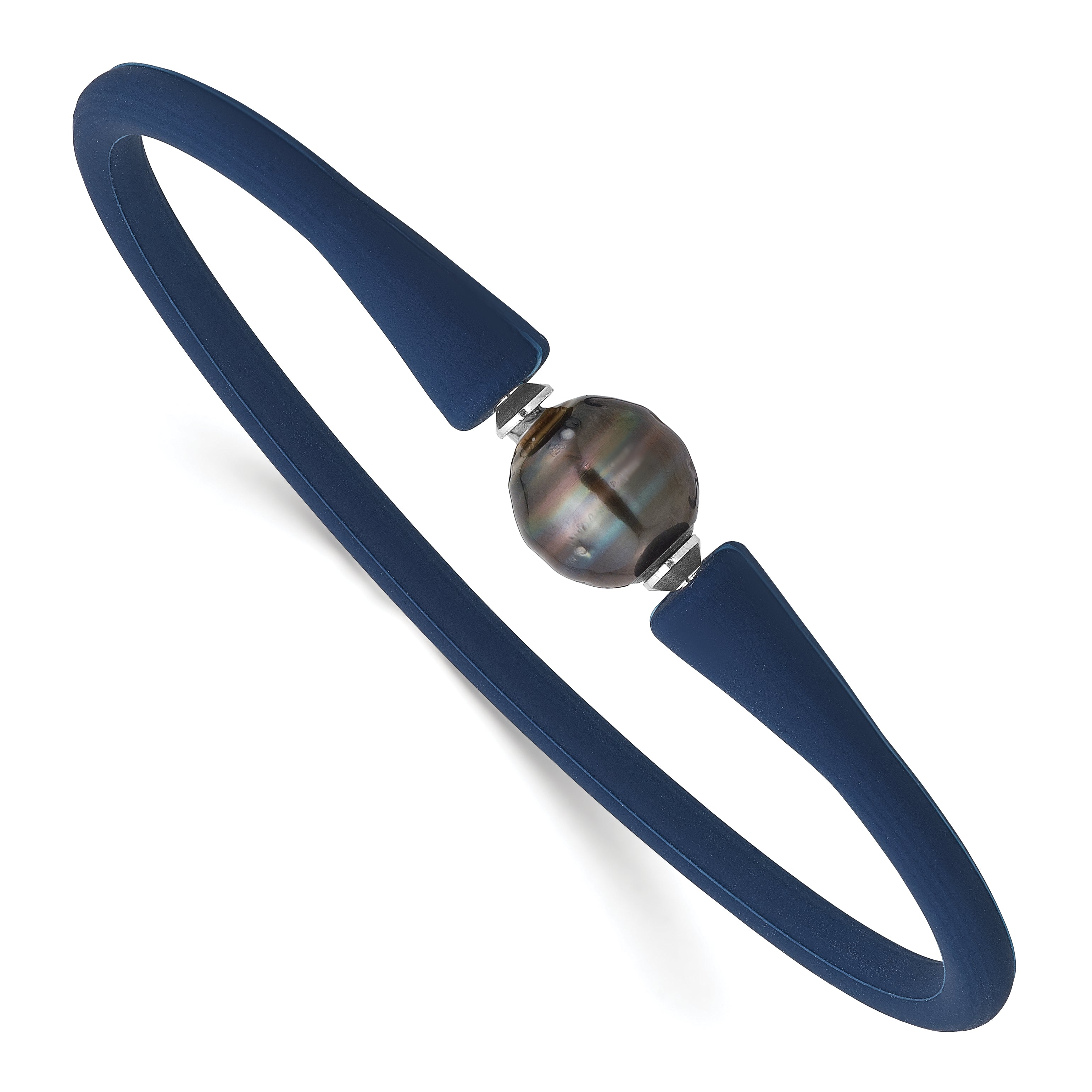 Polished Black Tahitian Cultured Pearl Stainless Steel Bracelet 10mm Main image