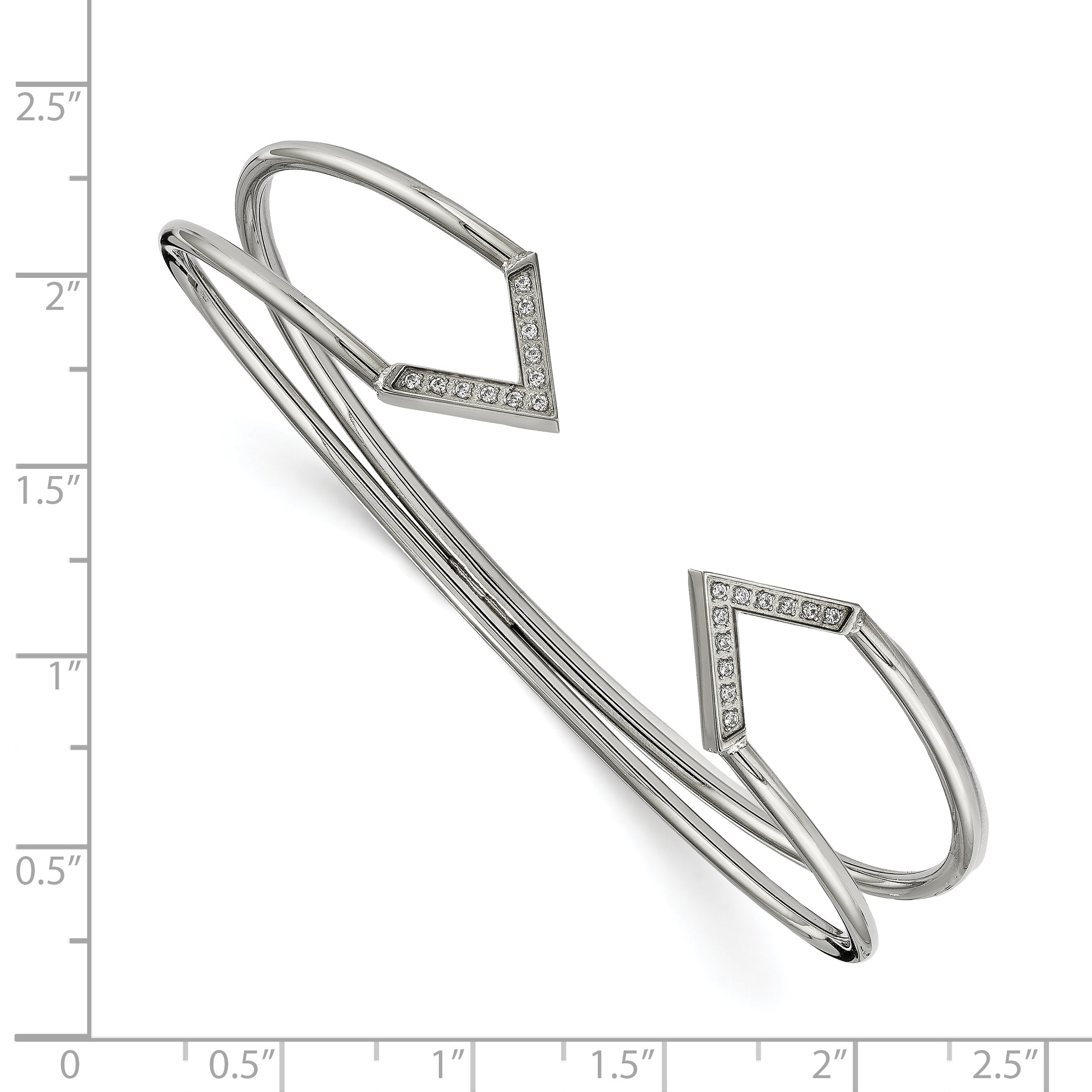 Stainless Steel Polished with Cubic Zirconia Flexible Cuff Bangle Bracelet for Women Secondary image