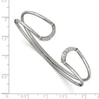 Stainless Steel Polished with Cubic Zirconia Flexible Cuff Bangle Bracelet for Women