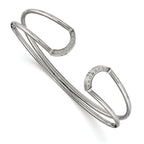 Stainless Steel Polished with Cubic Zirconia Flexible Cuff Bangle Bracelet for Women