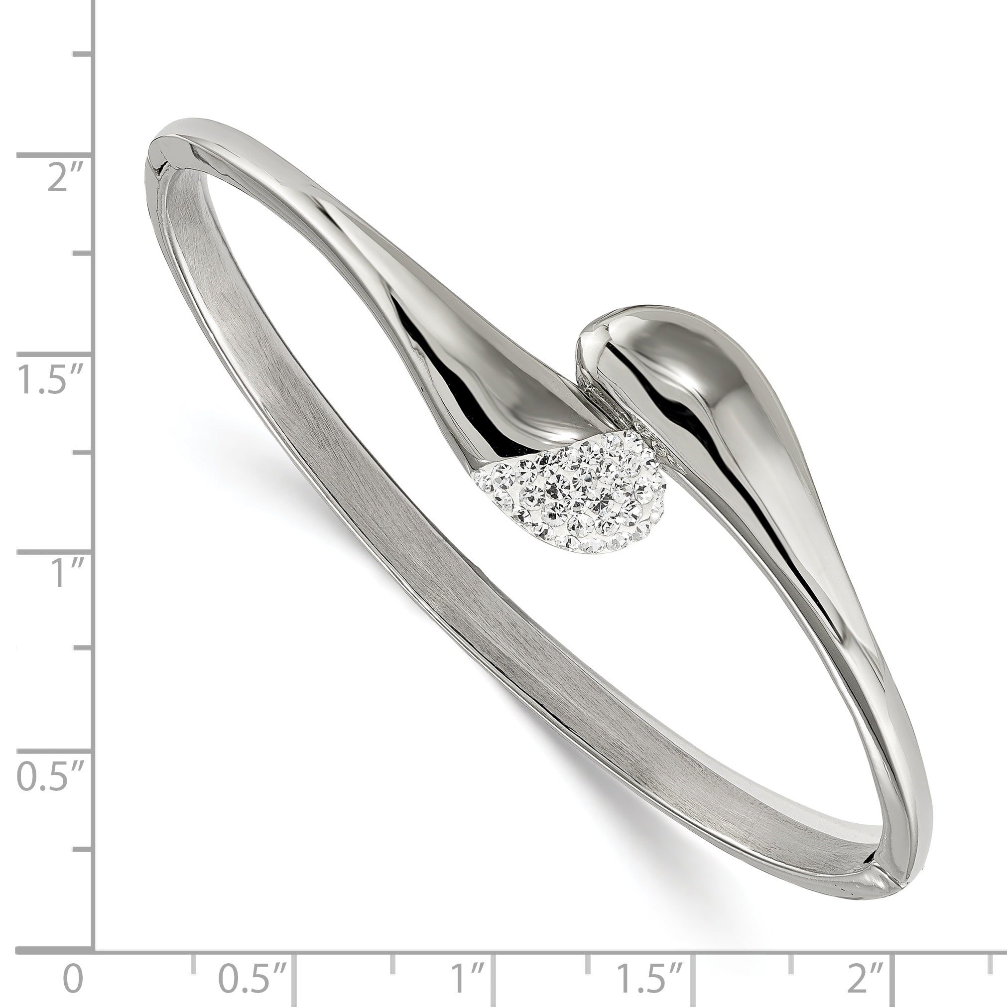 Stainless Steel Polished Preciosa Crystal Hinged Bangle Bracelet for Women