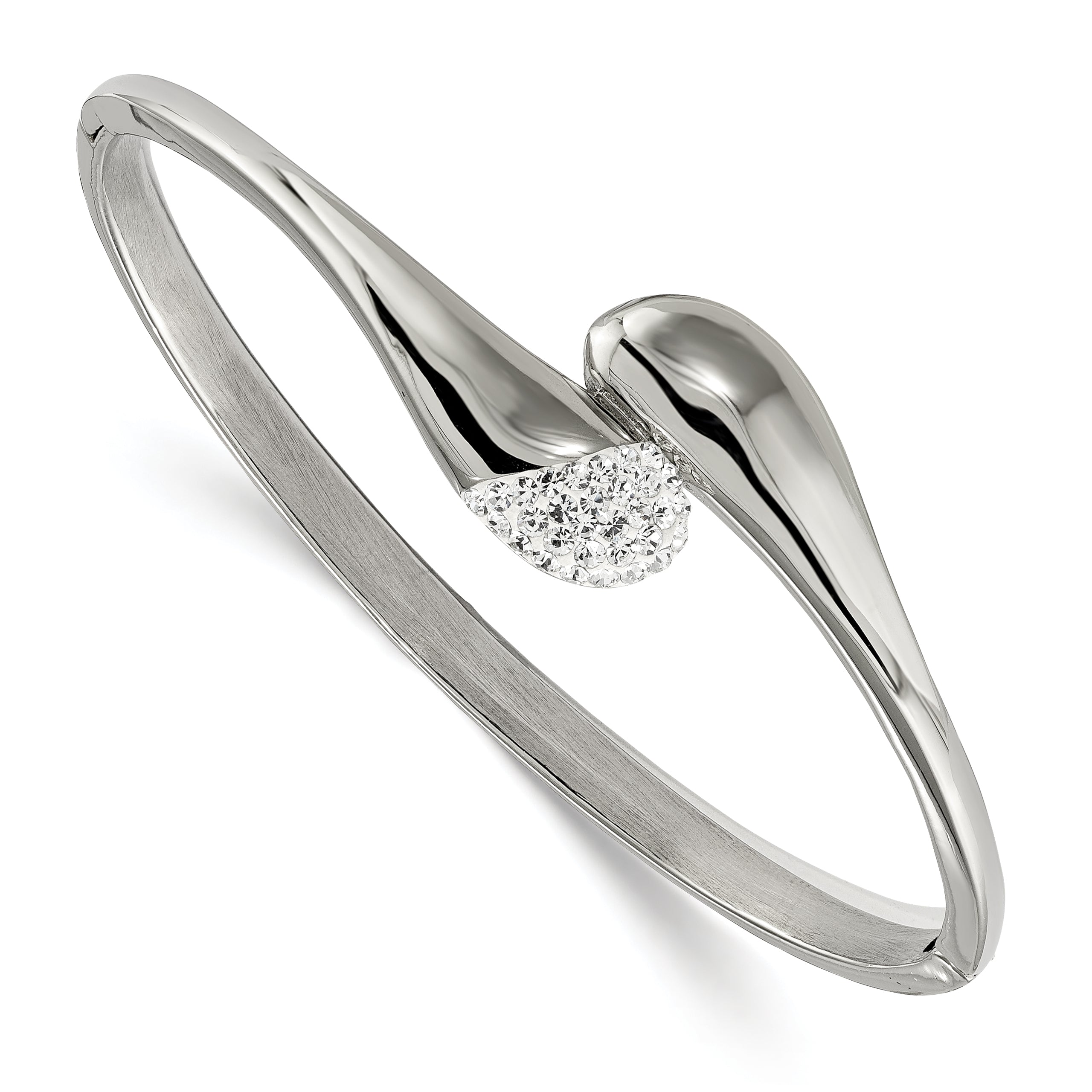 Stainless Steel Polished Preciosa Crystal Hinged Bangle Bracelet for Women Main image