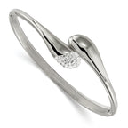 Stainless Steel Polished Preciosa Crystal Hinged Bangle Bracelet for Women