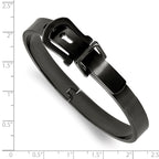 Stainless Steel Brushed Black IP-plated Buckle Hinged Bangle Bracelet for Women