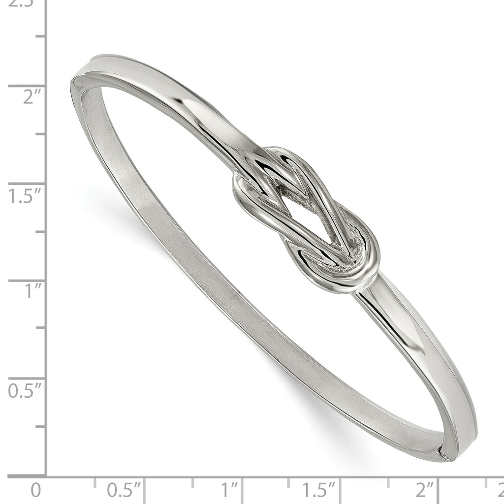 Stainless Steel Polished Knot Hinged Bangle Bracelet for Women