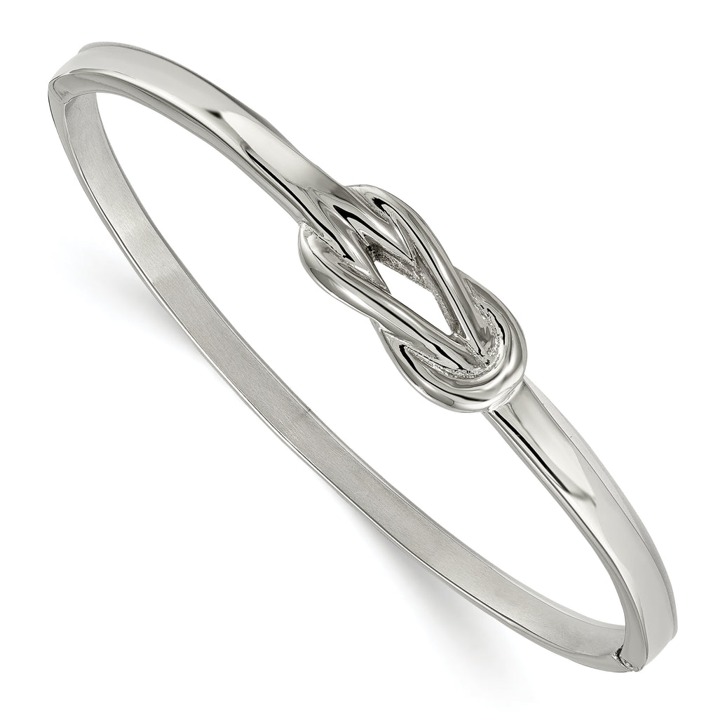 Stainless Steel Polished Knot Hinged Bangle Bracelet for Women