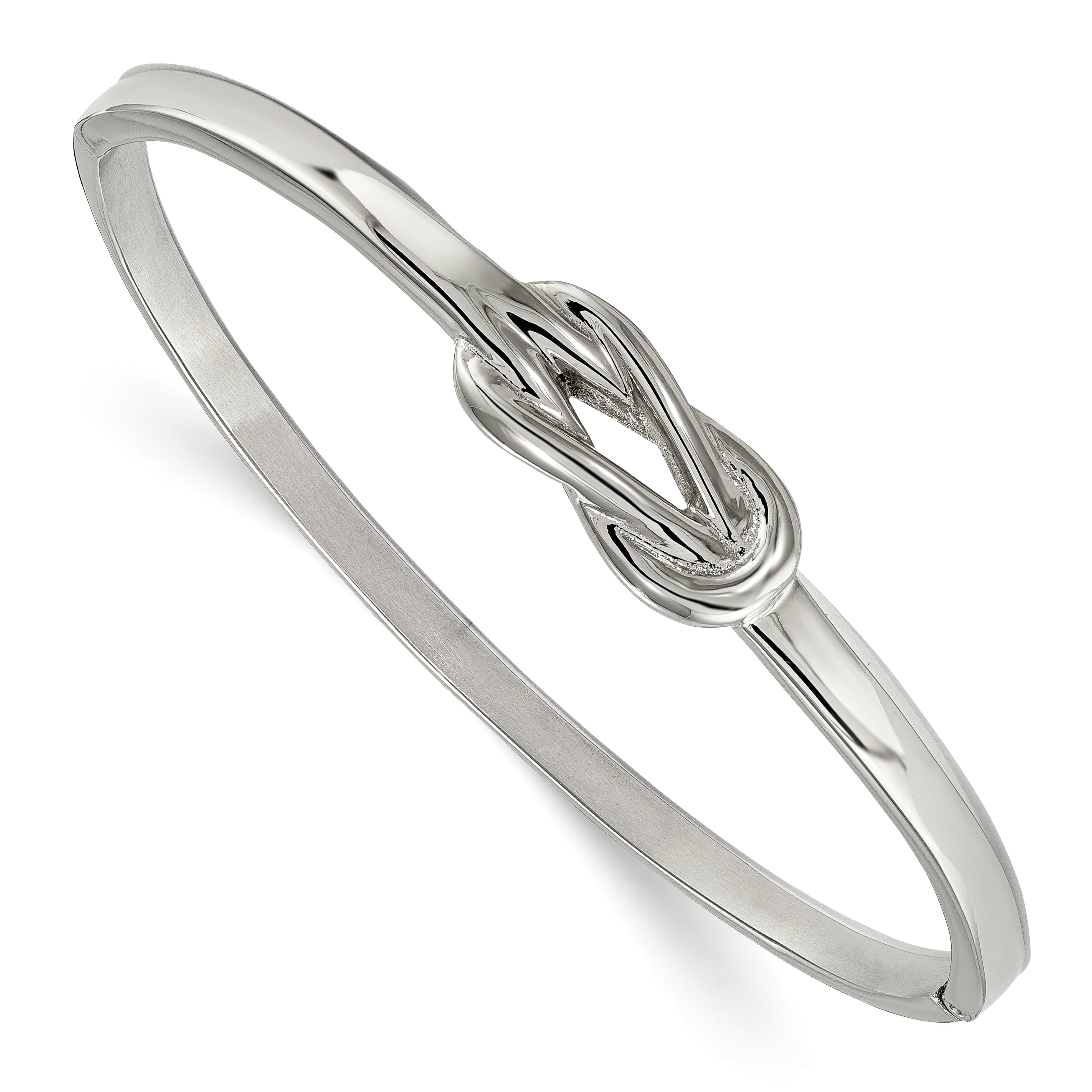Stainless Steel Polished Knot Hinged Bangle Bracelet for Women