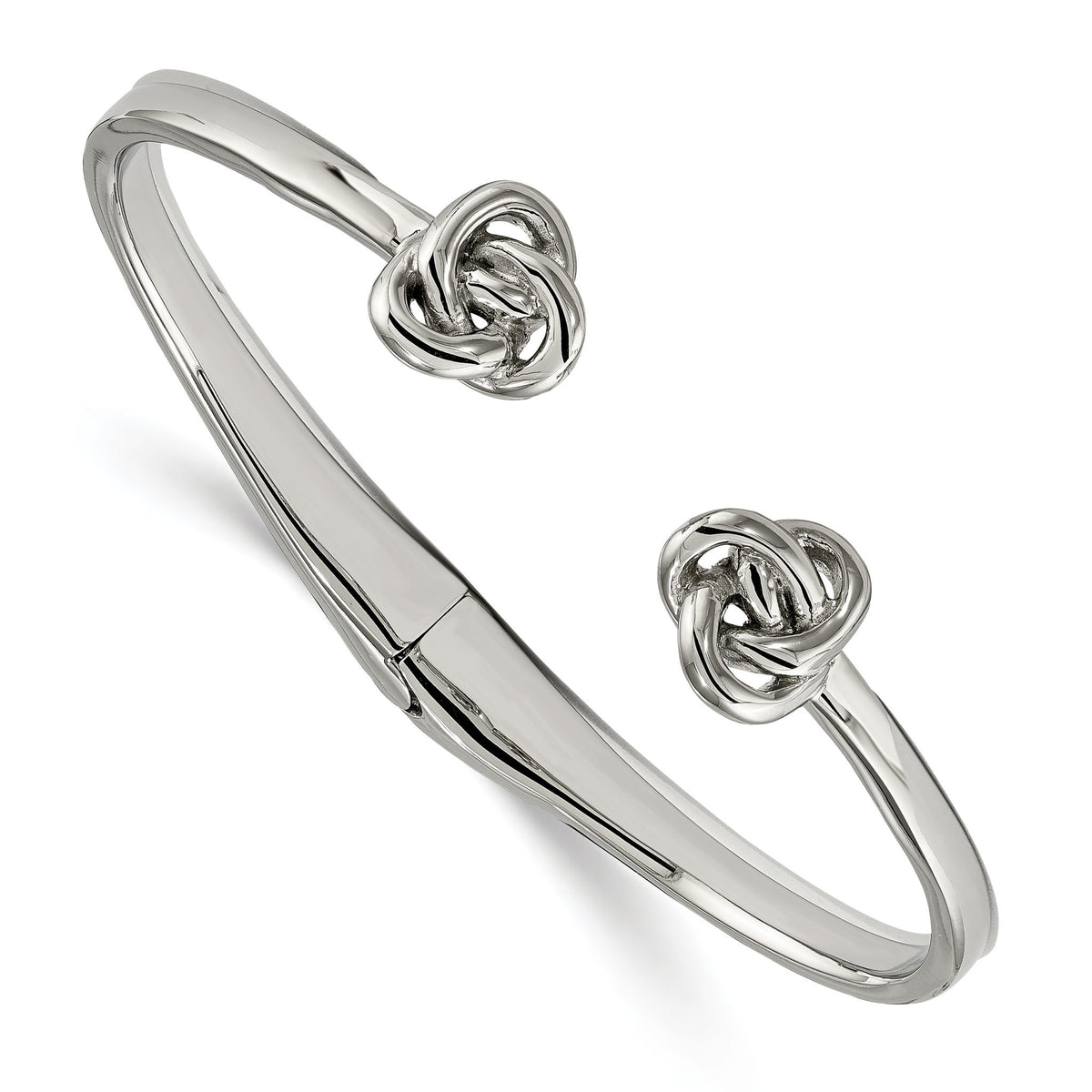 Knot Cuff Bangle in Stainless Steel, 7mm Hinged, 7 Inch - Sophia Jewelers Main image
