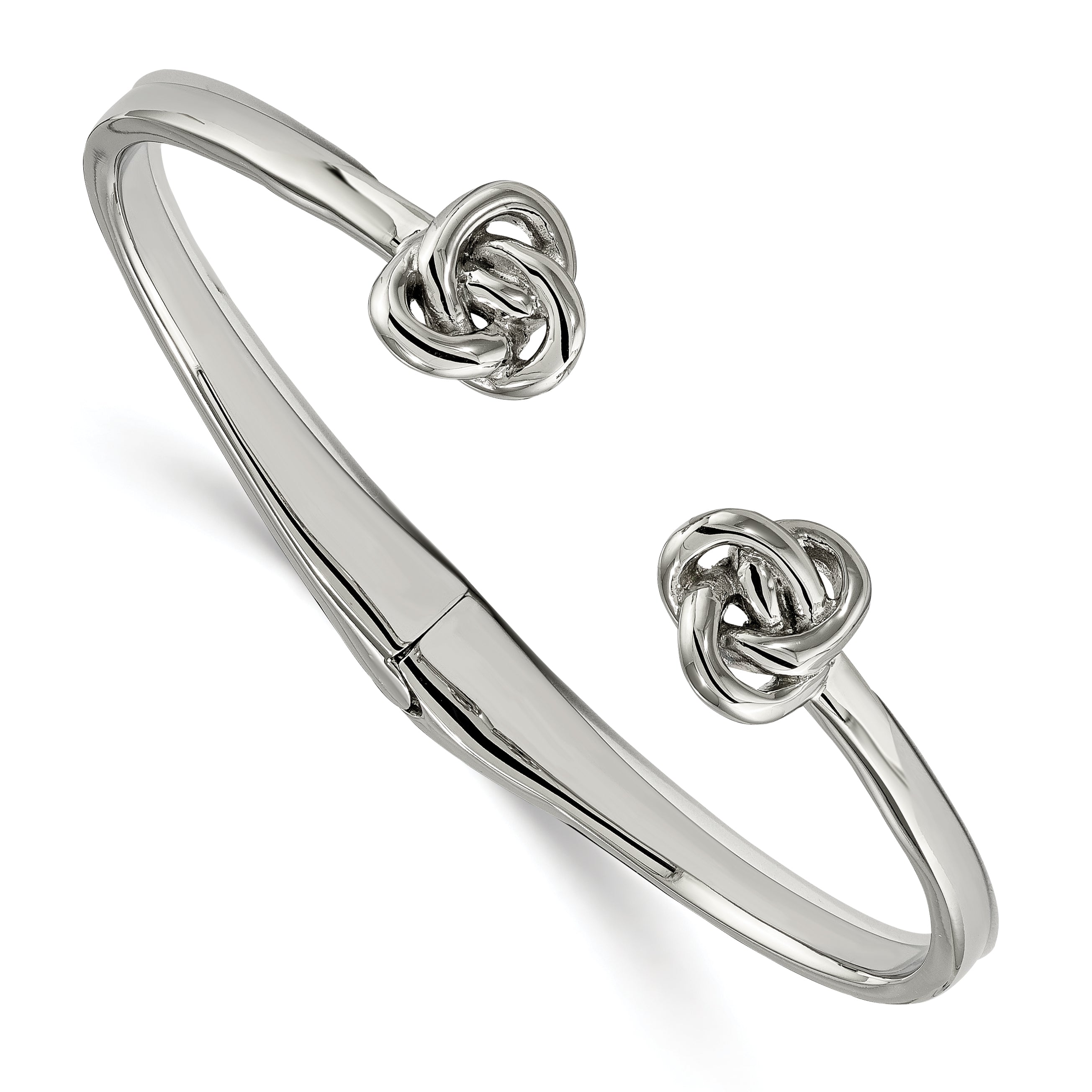 Stainless Steel Polished Knot Hinged Cuff Bangle Bracelet for Women