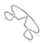 Stainless Steel Polished with Preciosa Crystal V shape Bangle Bracelet for Women