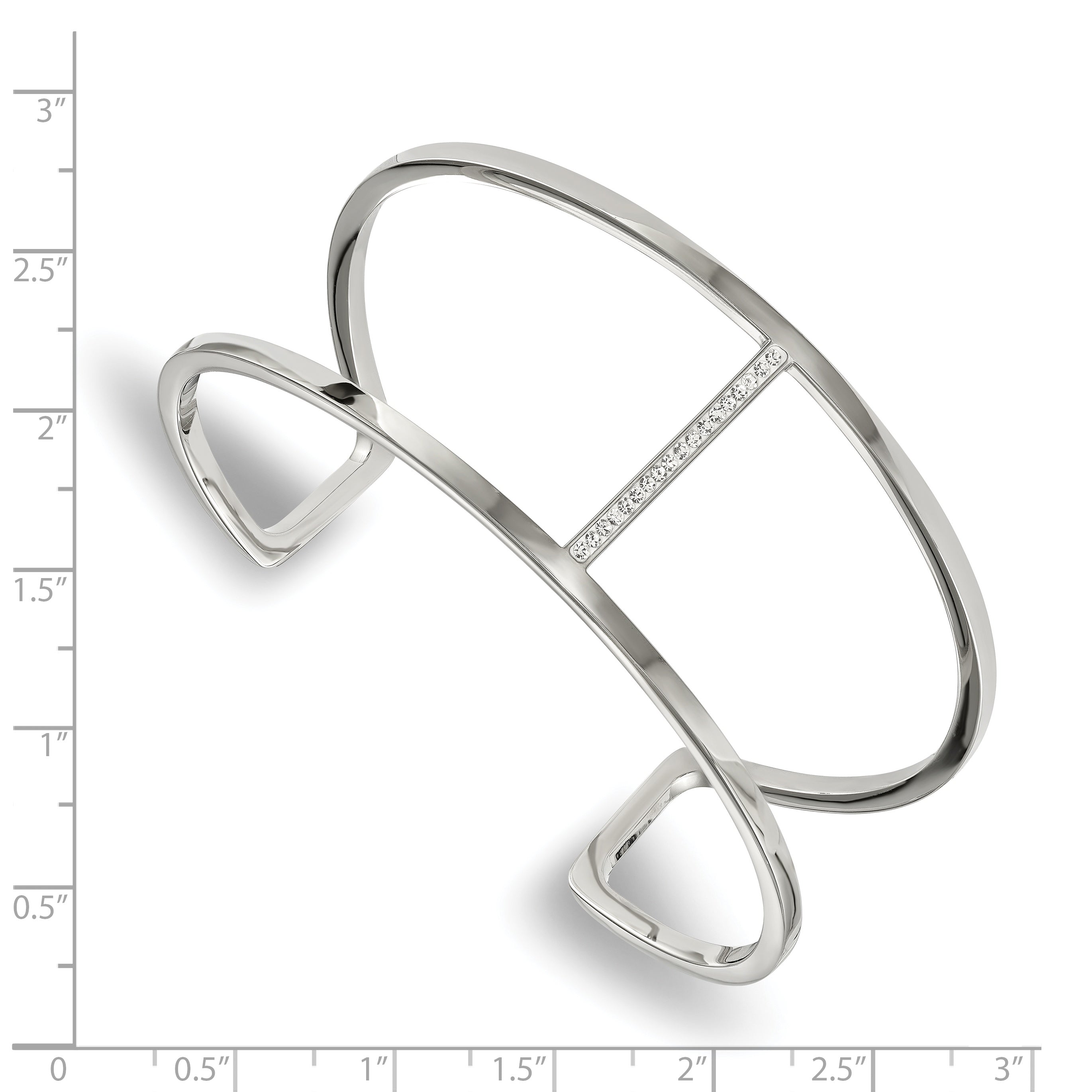 Stainless Steel Polished with Preciosa Crystal Cuff Bangle Bracelet for Women Secondary image