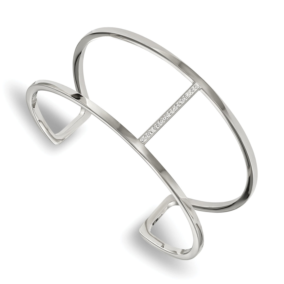 Crystal Cuff Bangle in Stainless Steel, 29.5mm, 7 Inch - Sophia Jewelers Main image