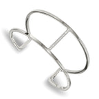 Stainless Steel Polished with Preciosa Crystal Cuff Bangle Bracelet for Women
