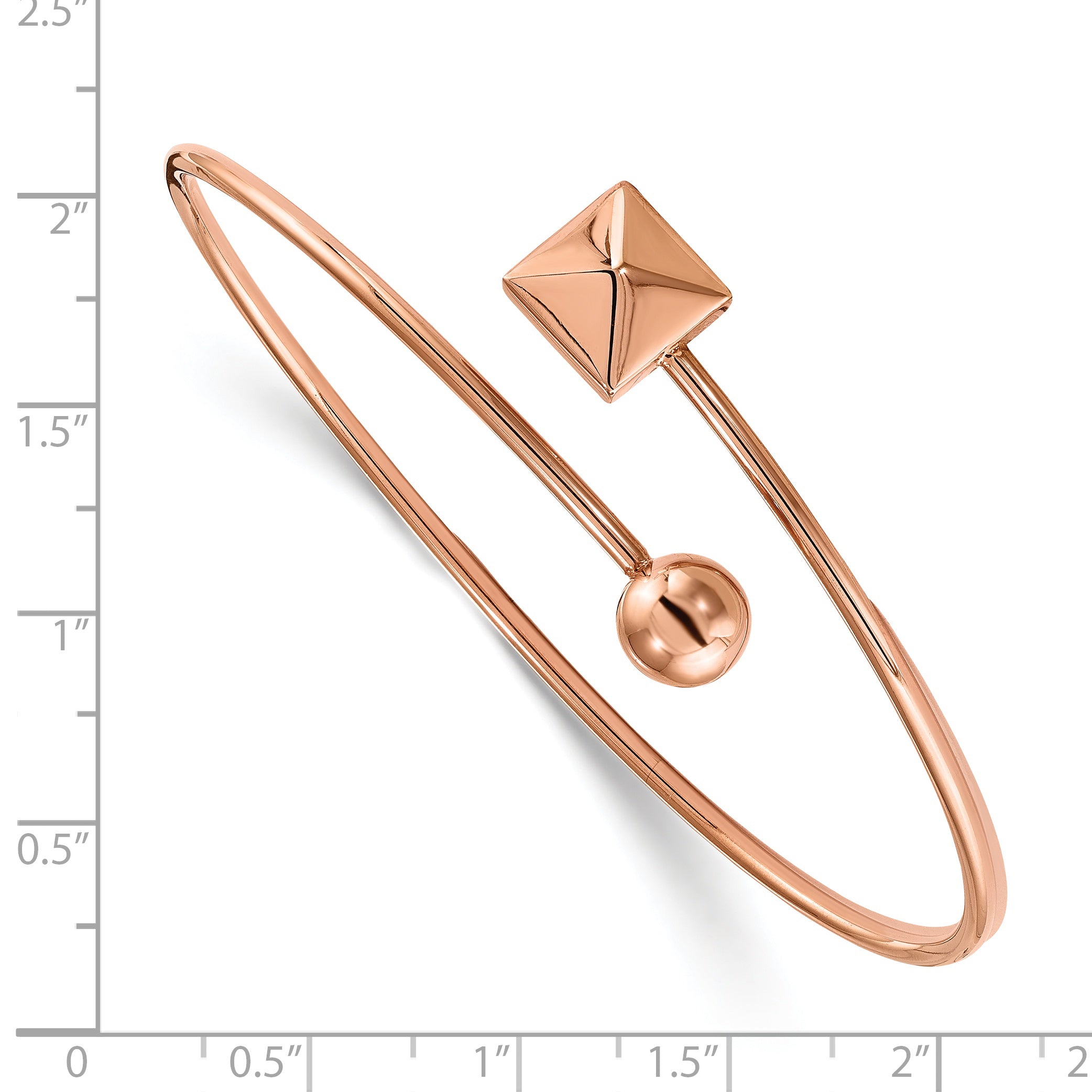 Stainless Steel Polished Rose IP-plated Flexible Bangle Bracelet for Women
