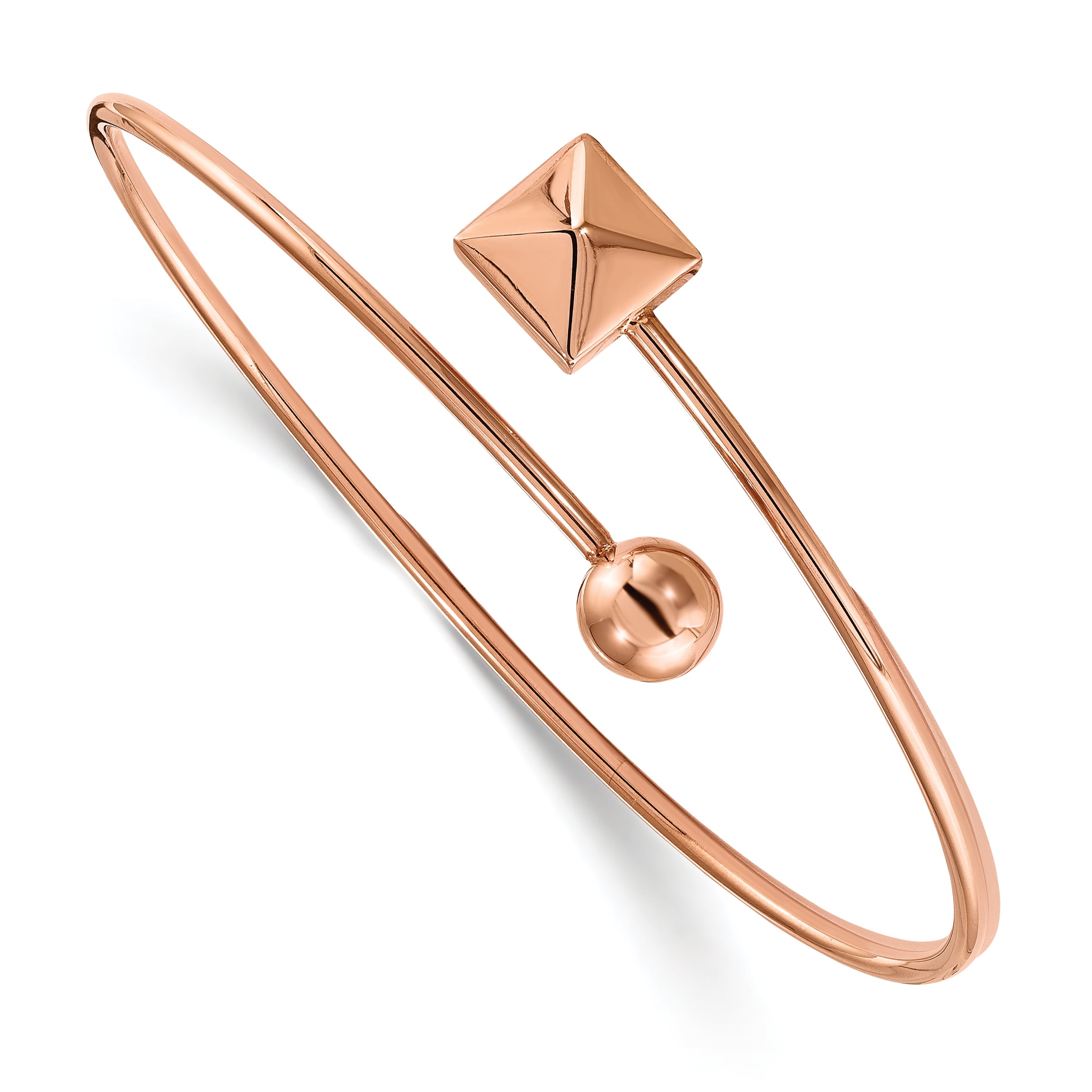 Stainless Steel Polished Rose IP-plated Flexible Bangle Bracelet for Women