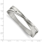 Stainless Steel Brushed and Polished Twisted Hinged Bangle Bracelet for Women