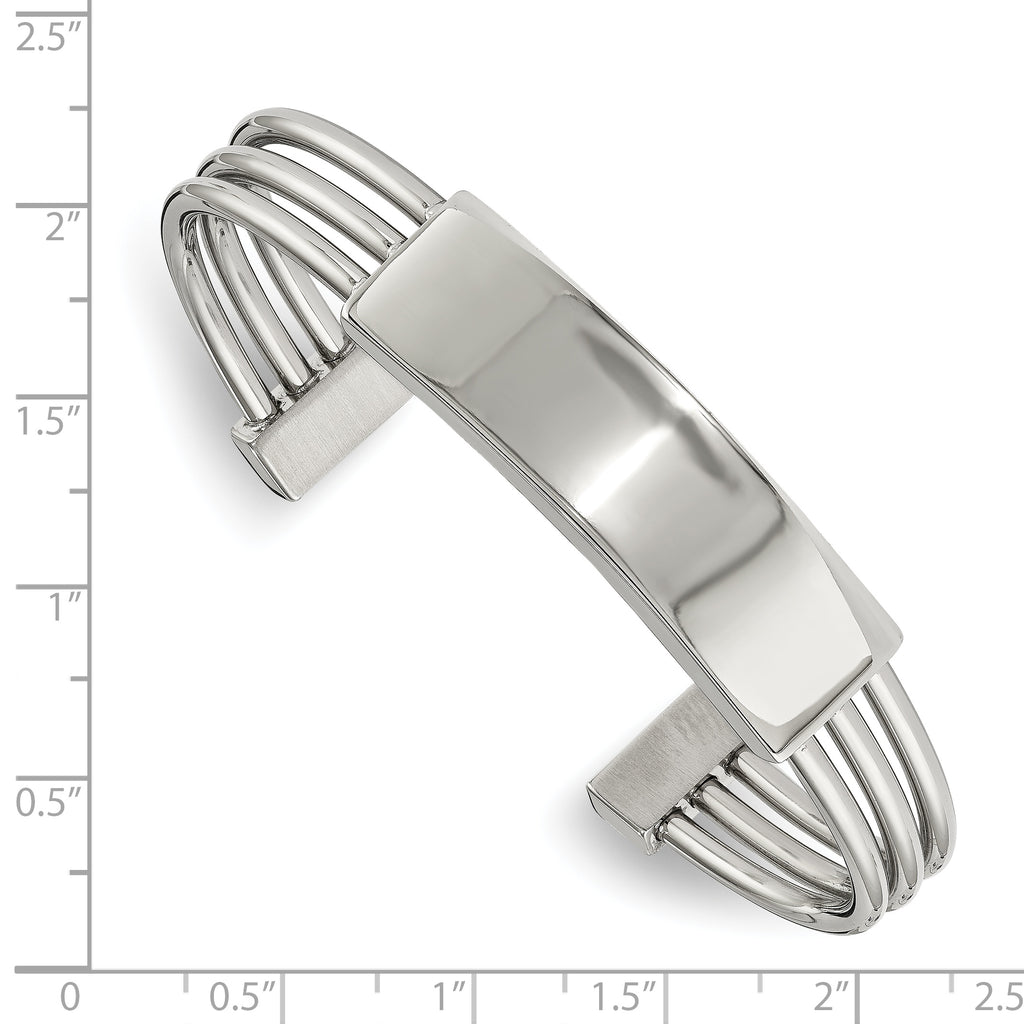 Stainless Steel Polished Engraveable ID Cuff Bangle Bracelet for Women