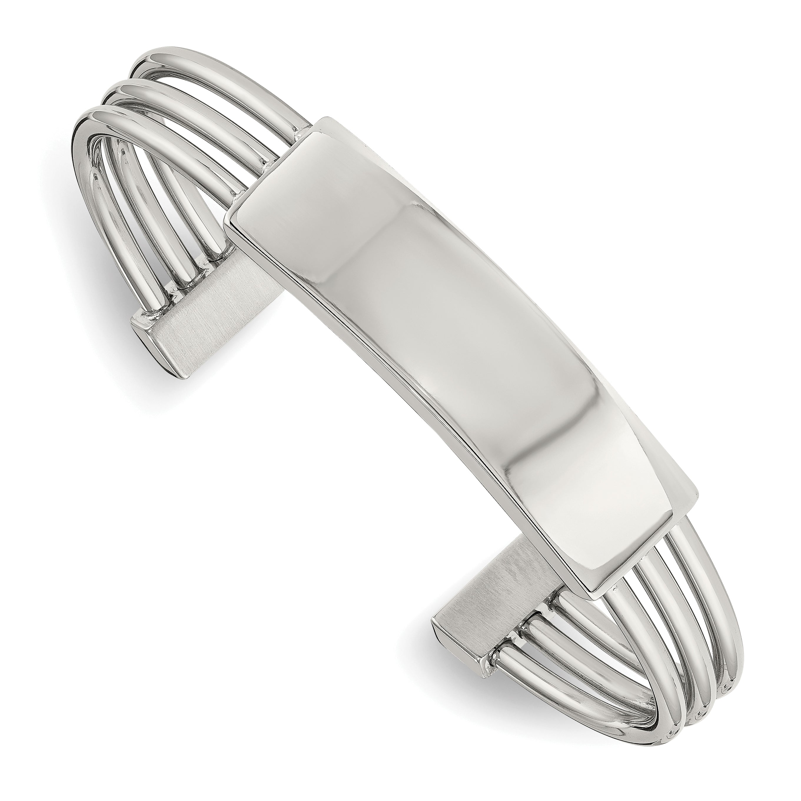 Stainless Steel Polished Engraveable ID Cuff Bangle Bracelet for Women