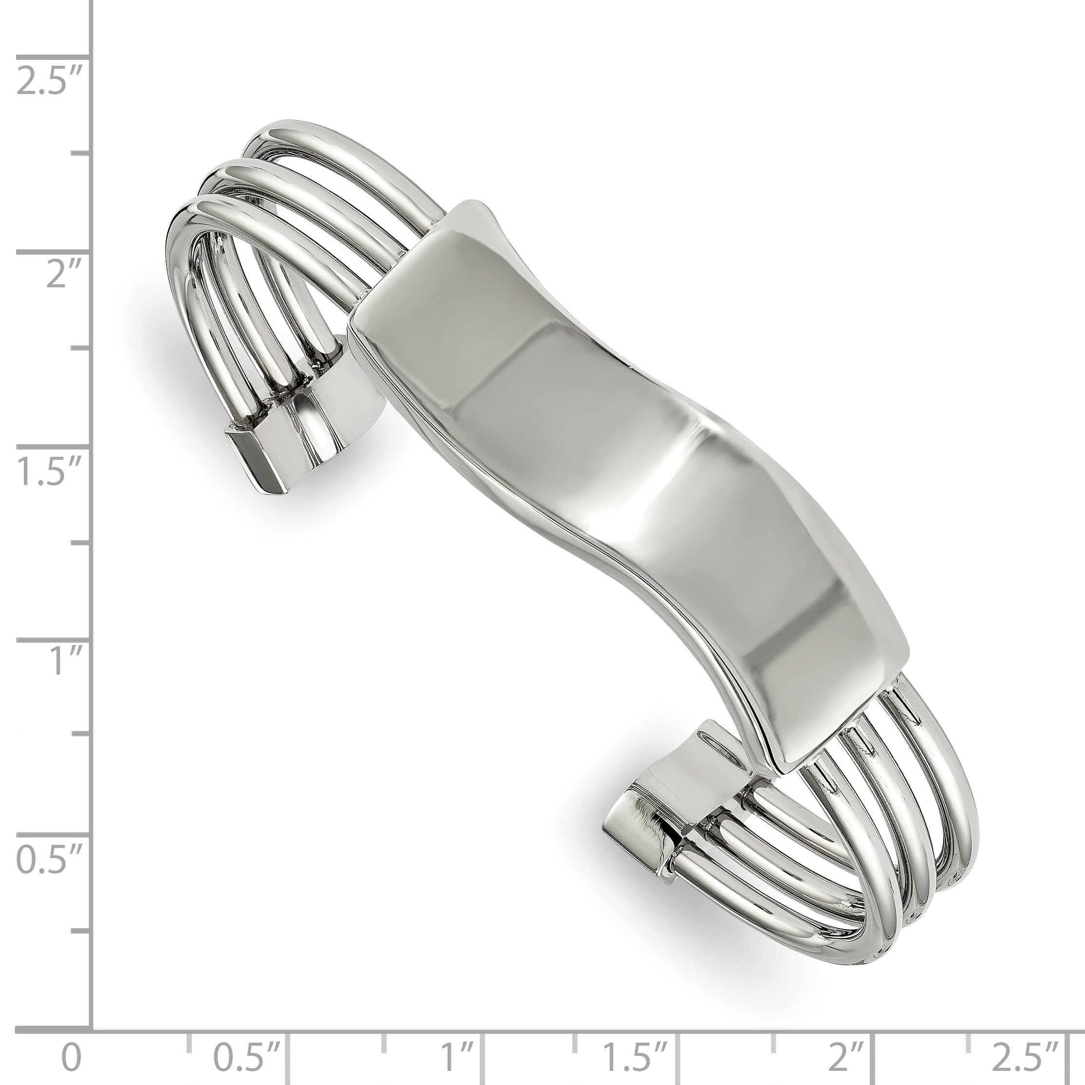 Stainless Steel Polished Waved ID Cuff Bangle Bracelet for Women Secondary image