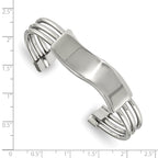 Stainless Steel Polished Waved ID Cuff Bangle Bracelet for Women
